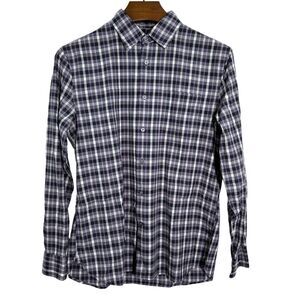 JOHN VARVATOS Star USA Purple Plaid 100% Cotton Button Up‎ Shirt Medium